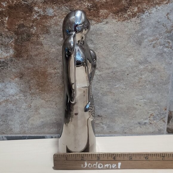 Ceramic Silver Mirror Glaze Finish Angel Figurine - Picture 10 of 10